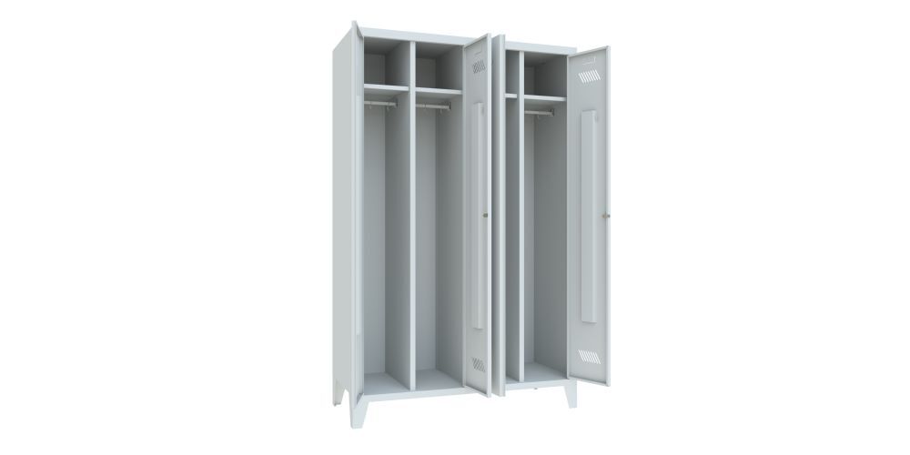 Produktbild Garderobenschrank mit Füßen, 1850x1170x500 mm, 4 Abteile, RAL 7035 bild 2