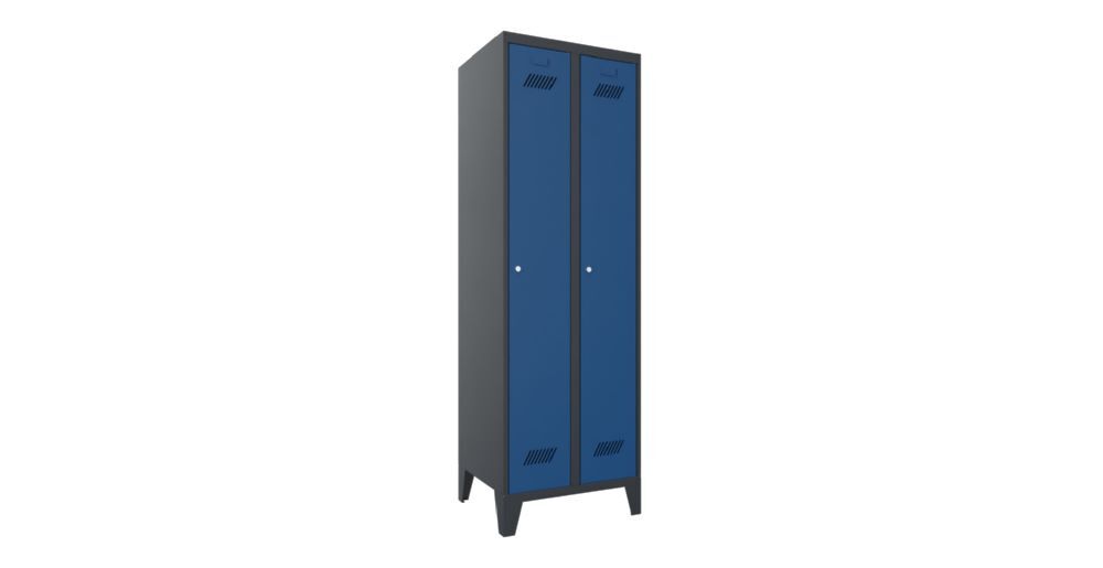 Produktbild PAVOY Garderobenschrank mit Füßen 1850x600x500 mm 2 Abteile RAL 7016/5010
