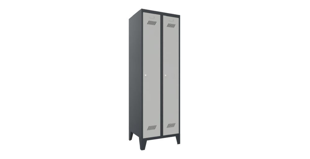 Produktbild PAVOY Garderobenschrank mit Füßen 1850x600x500 mm 2 Abteile RAL 7016/7035