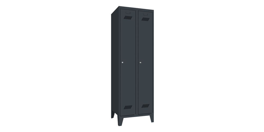 Produktbild PAVOY Garderobenschrank mit Füßen 1850x600x500 mm 2 Abteile RAL 7016