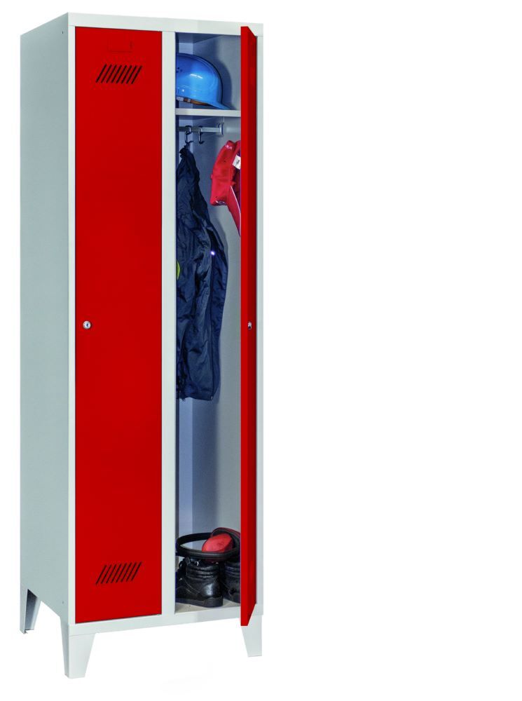 Produktbild Garderobenschrank mit Füßen, 1850x600x500 mm, 2 Abteile, RAL 7035/3000 bild 3