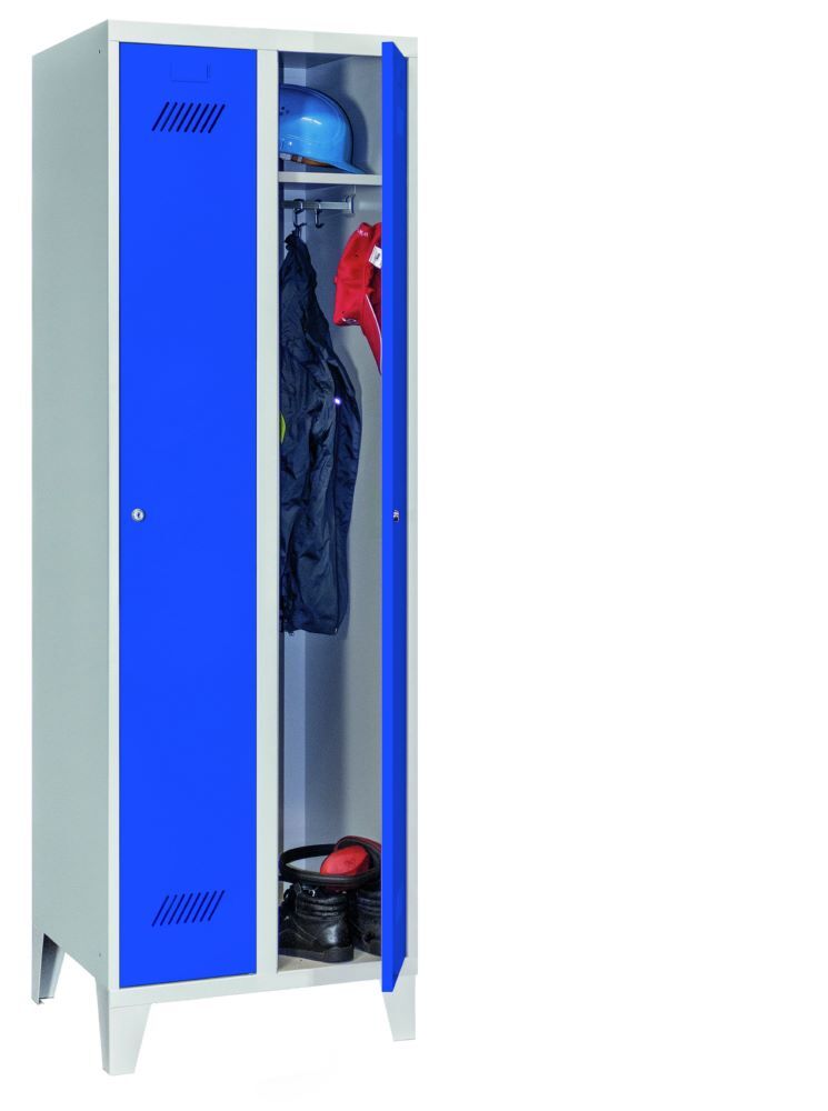Produktbild Garderobenschrank mit Füßen, 1850x600x500 mm, 2 Abteile, RAL 7035/5010 bild 3