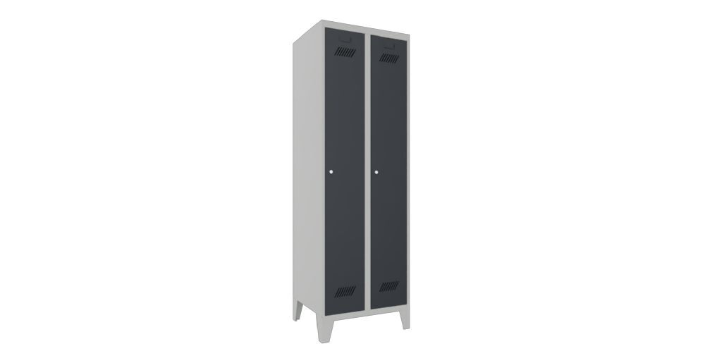 Produktbild Garderobenschrank mit Füßen, 1850x600x500 mm, 2 Abteile, RAL 7035/7016 bild 2