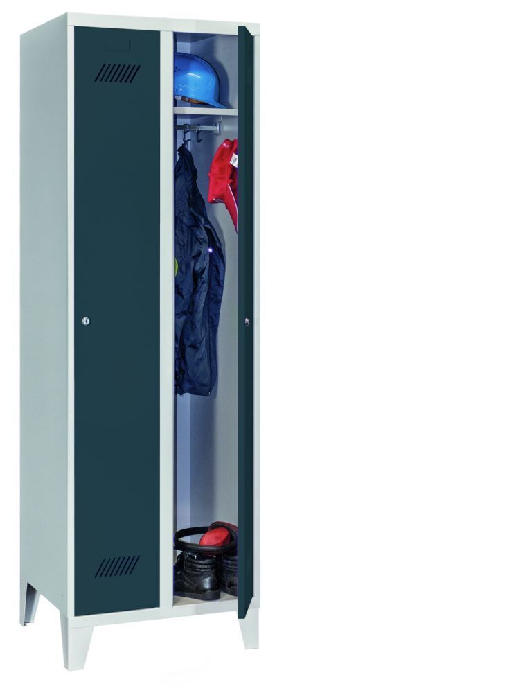 Produktbild Garderobenschrank mit Füßen, 1850x600x500 mm, 2 Abteile, RAL 7035/7016 bild 3