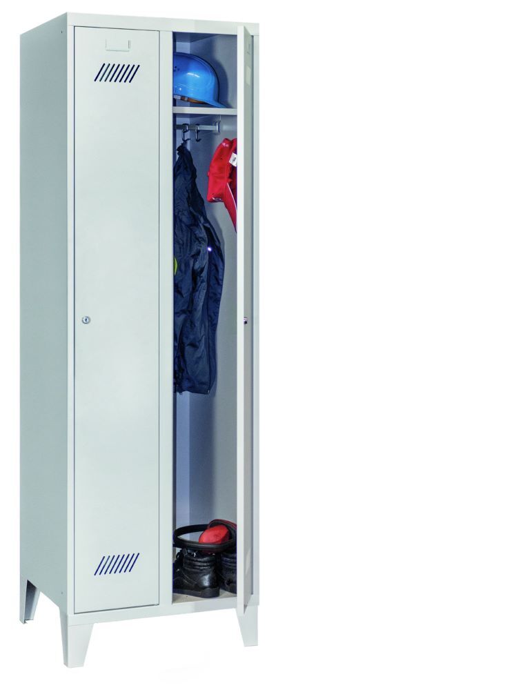 Produktbild Garderobenschrank mit Füßen, 1850x600x500 mm, 2 Abteile, RAL 7035 bild 3