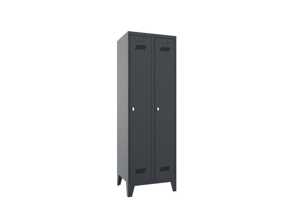 Produktbild PAVOY Garderobenschrank mit Füßen 1850x600x500 mm 2 Abteile RAL 7016