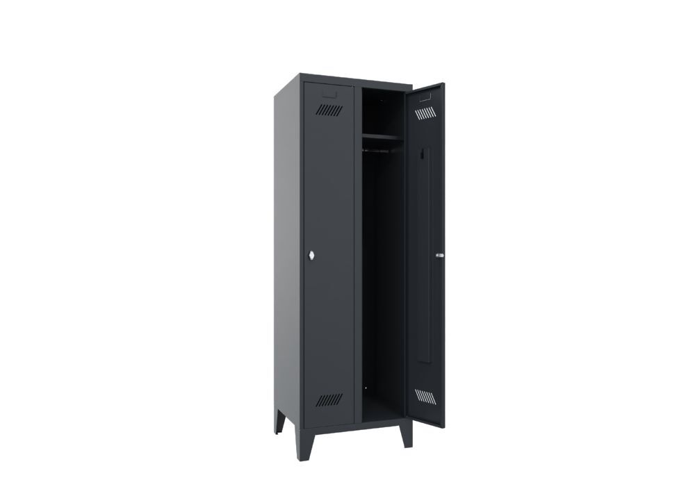 Produktbild Garderobenschrank mit Füßen, 1850x600x500 mm, 2 Abteile, RAL 7016 bild 2