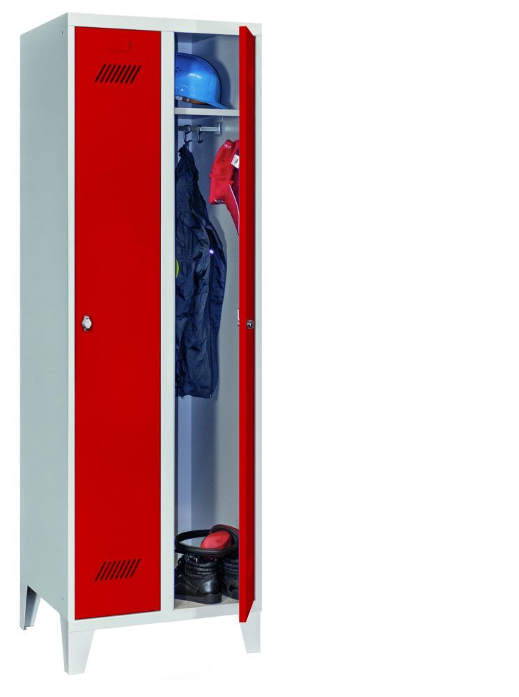 Produktbild PAVOY Garderobenschrank mit Füßen 1850x600x500 mm 2 Abteile RAL 7035/3000
