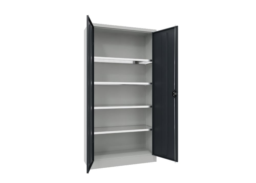 Produktbild Garderobenschrank mit Füßen, 1850x600x500 mm, 2 Abteile, RAL 7035/7016 bild 2