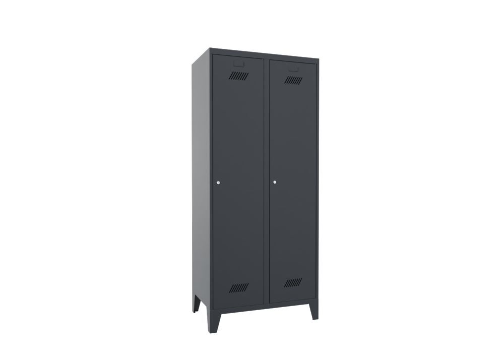 Produktbild PAVOY Garderobenschrank mit Füßen 1850x800x500 mm 2 Abteile RAL 7016