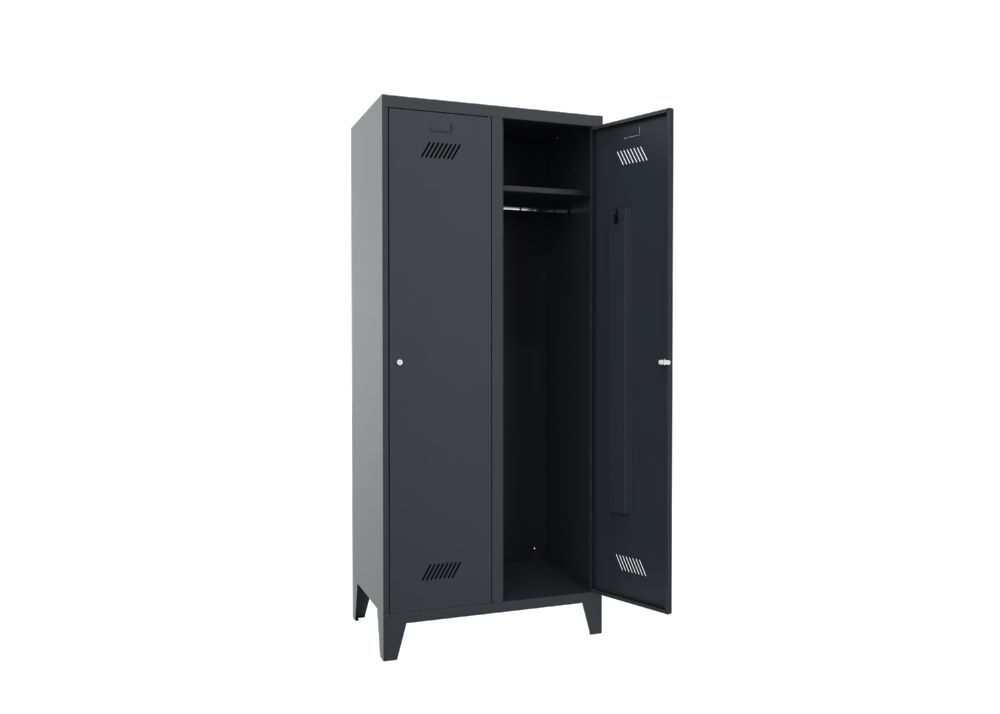 Produktbild Garderobenschrank mit Füßen, 1850x800x500 mm, 2 Abteile, RAL 7016 bild 2