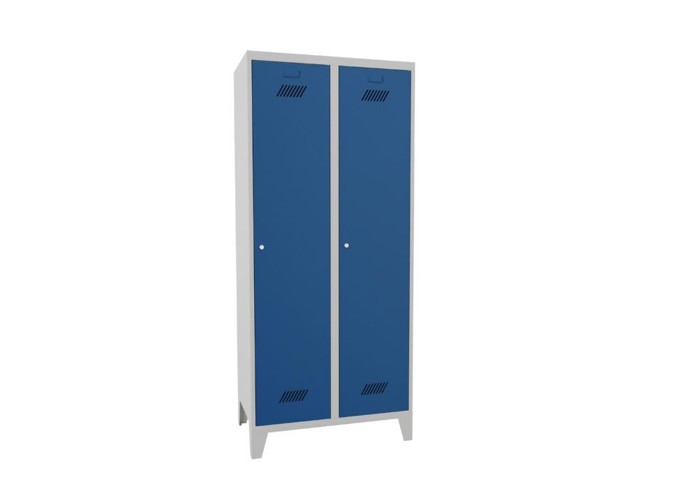 Produktbild Garderobenschrank mit Füßen, 1850x800x500 mm, 2 Abteile, RAL 7035/5010 bild 2
