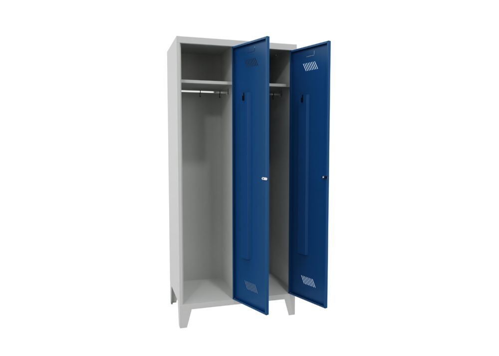 Produktbild Garderobenschrank mit Füßen, 1850x800x500 mm, 2 Abteile, RAL 7035/5010 bild 3