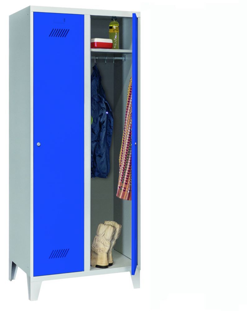 Produktbild PAVOY Garderobenschrank mit Füßen 1850x800x500 mm 2 Abteile RAL 7035/5010
