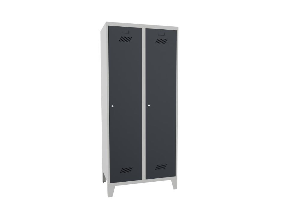 Produktbild PAVOY Garderobenschrank mit Füßen 1850x800x500 mm 2 Abteile RAL 7035/7016