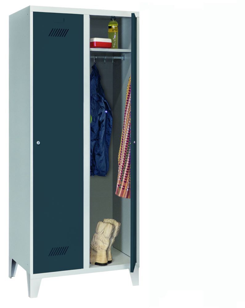 Produktbild Garderobenschrank mit Füßen, 1850x800x500 mm, 2 Abteile, RAL 7035/7016 bild 3
