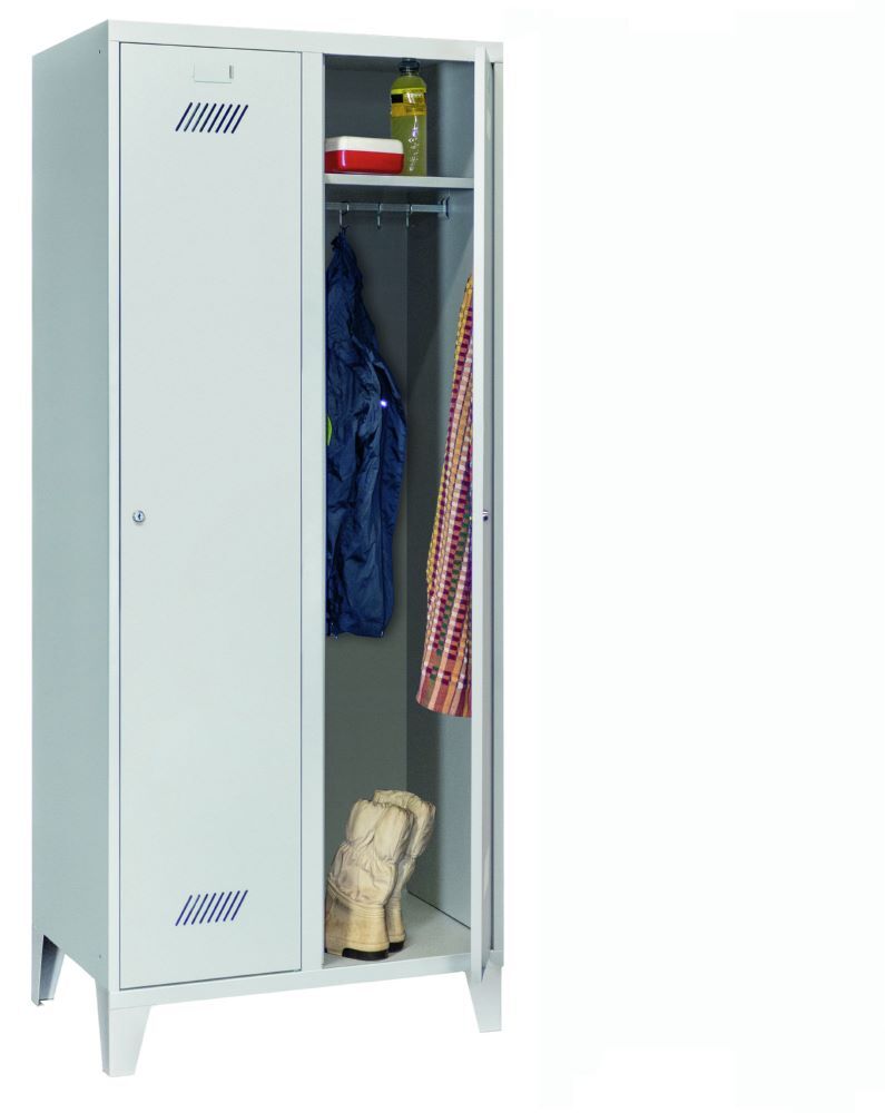 Produktbild Garderobenschrank mit Füßen, 1850x800x500 mm, 2 Abteile, RAL 7035 bild 3
