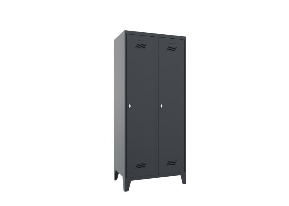 Produktbild PAVOY Garderobenschrank mit Füßen 1850x800x500 mm 2 Abteile RAL 7016