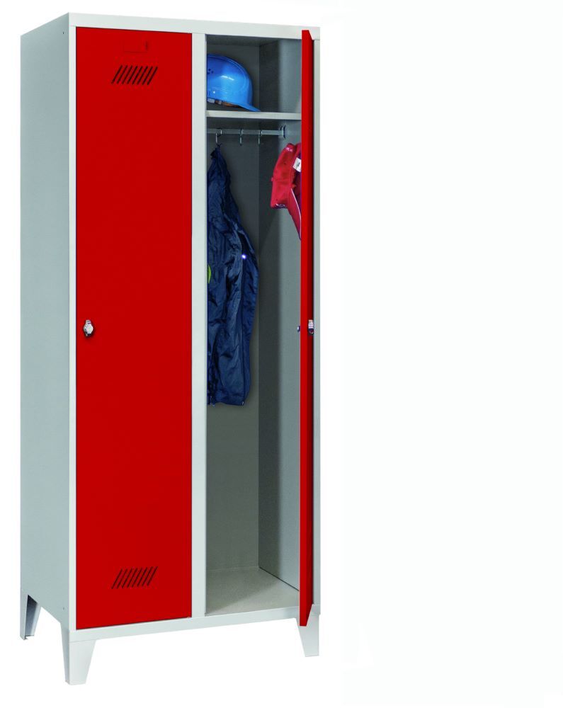 Produktbild PAVOY Garderobenschrank mit Füßen 1850x800x500 mm 2 Abteile RAL 7035/3000