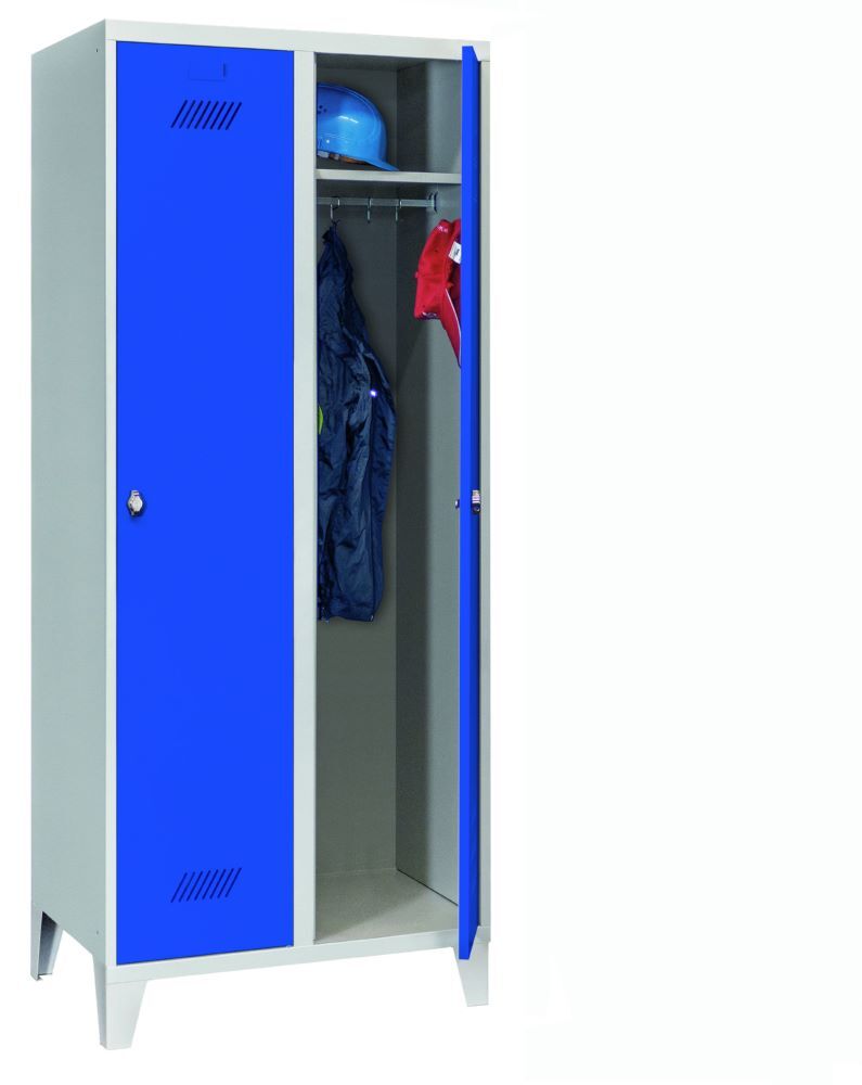 Produktbild PAVOY Garderobenschrank mit Füßen 1850x800x500 mm 2 Abteile RAL 7035/5010