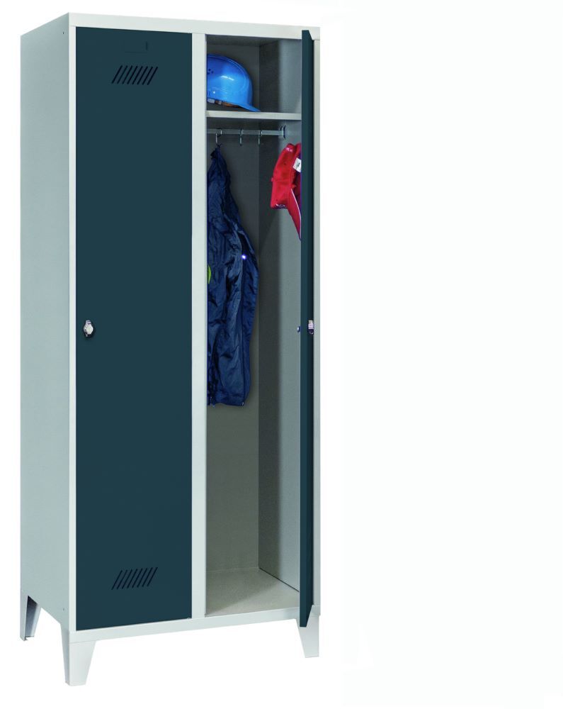 Produktbild PAVOY Garderobenschrank mit Füßen 1850x800x500 mm 2 Abteile RAL 7035/7016