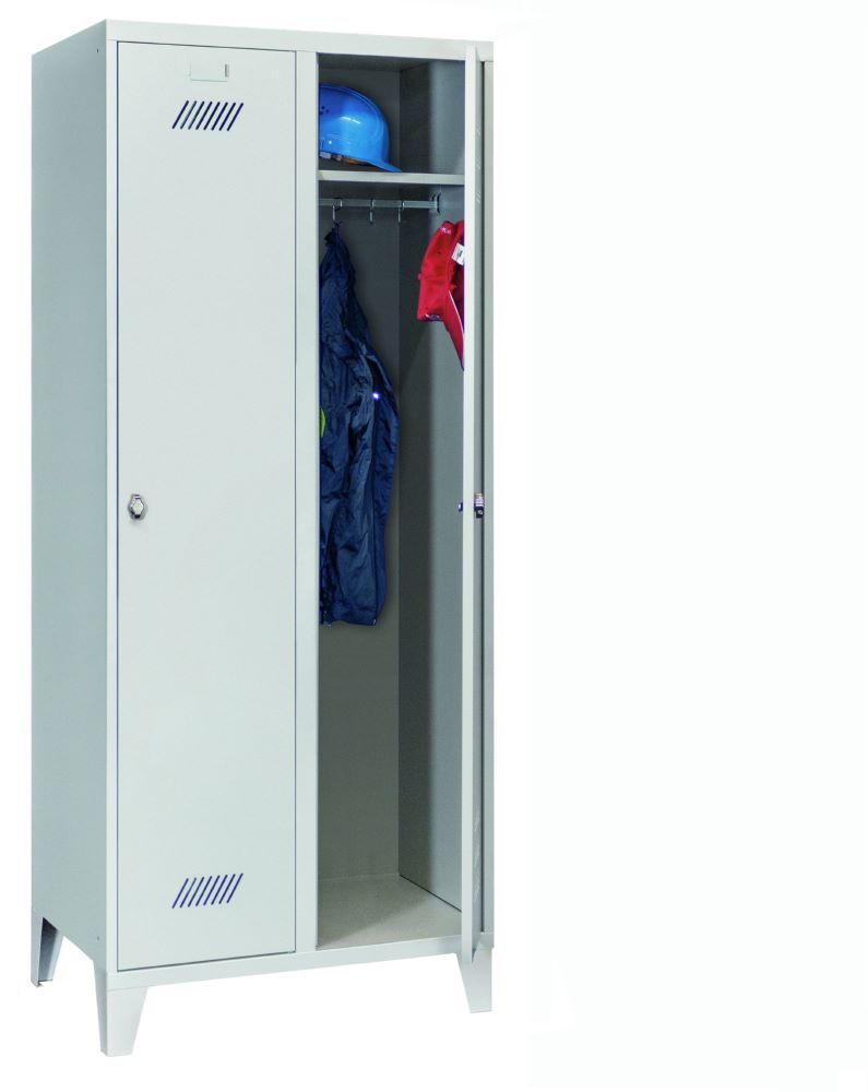 Produktbild Garderobenschrank mit Füßen, 1850x800x500 mm, 2 Abteile, RAL 7035 bild 3