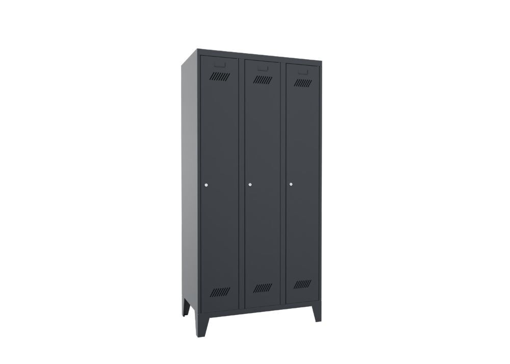 Produktbild PAVOY Garderobenschrank mit Füßen 1850x900x500 mm 3 Abteile RAL 7016