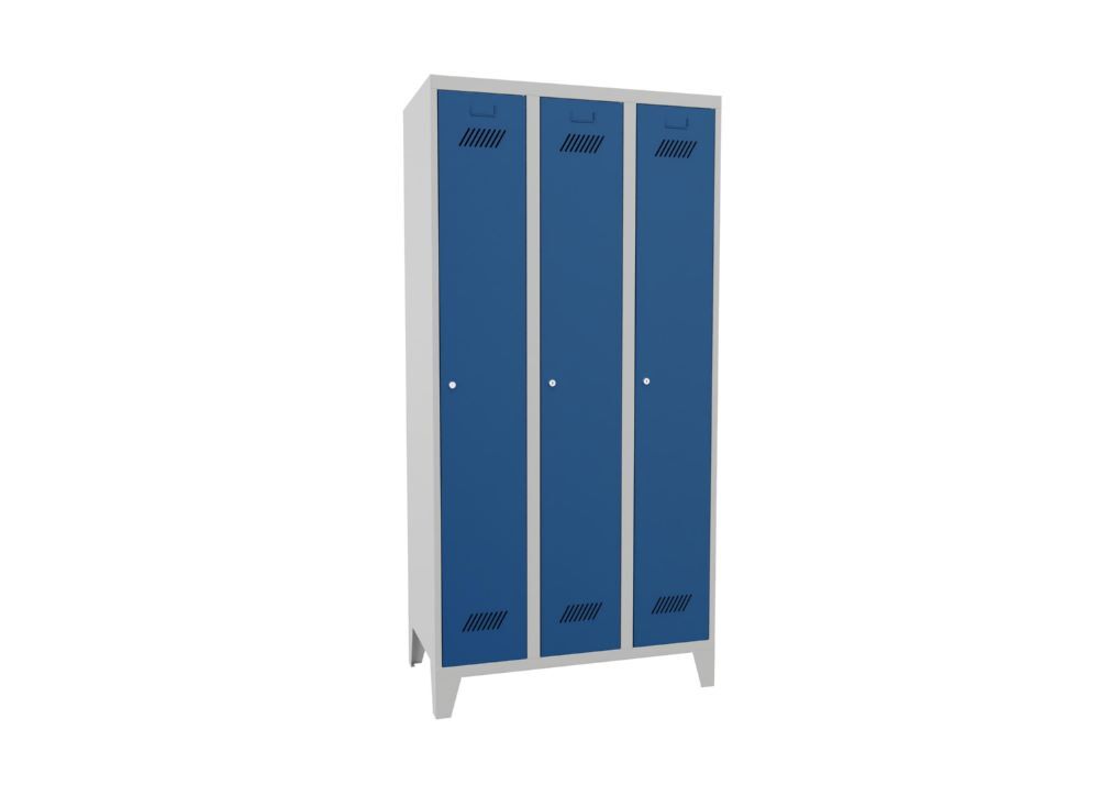 Produktbild PAVOY Garderobenschrank mit Füßen 1850x900x500 mm 3 Abteile RAL 7035/5010