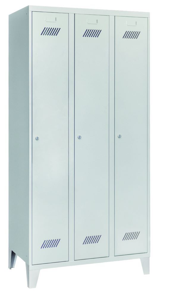Produktbild Garderobenschrank mit Füßen, 1850x900x500 mm, 3 Abteile, RAL 7035 bild 2