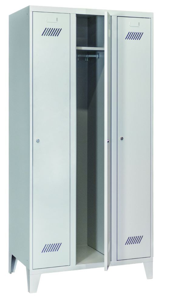 Produktbild PAVOY Garderobenschrank mit Füßen 1850x900x500 mm 3 Abteile RAL 7035