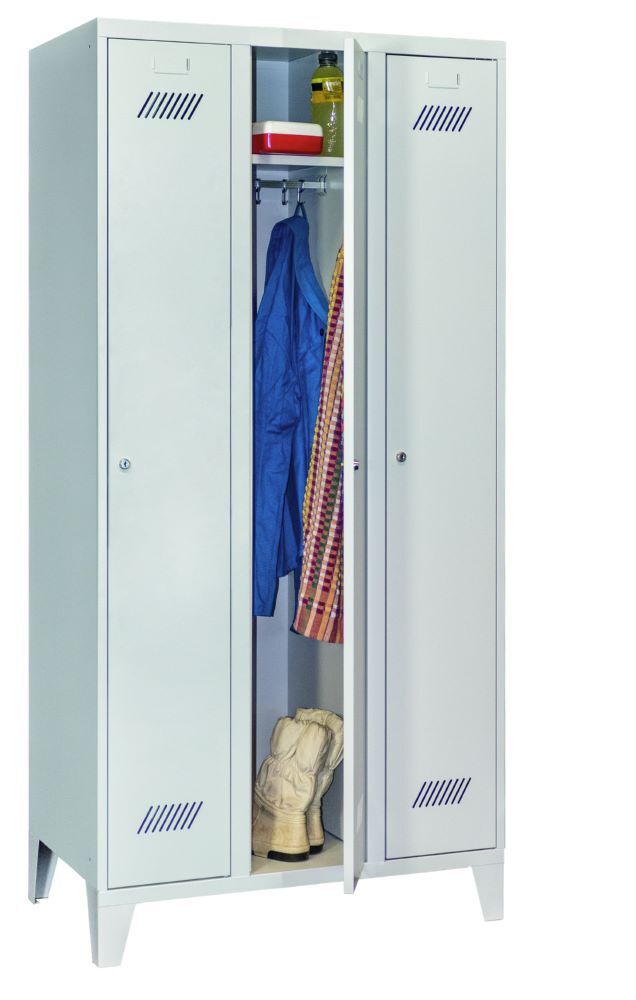 Produktbild Garderobenschrank mit Füßen, 1850x900x500 mm, 3 Abteile, RAL 7035 bild 3