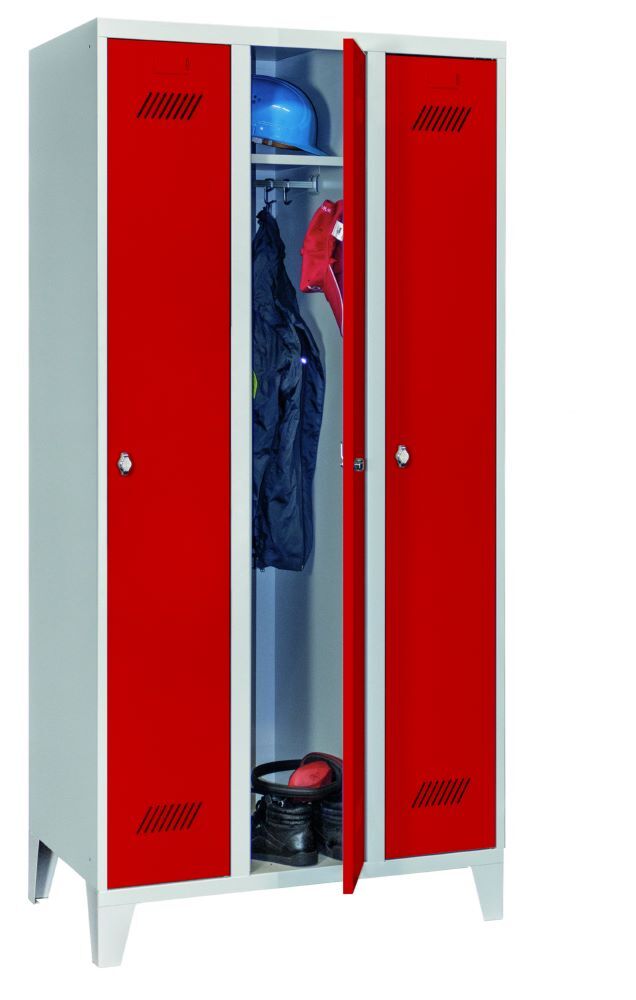 Produktbild PAVOY Garderobenschrank mit Füßen 1850x900x500 mm 3 Abteile RAL 7035/3000