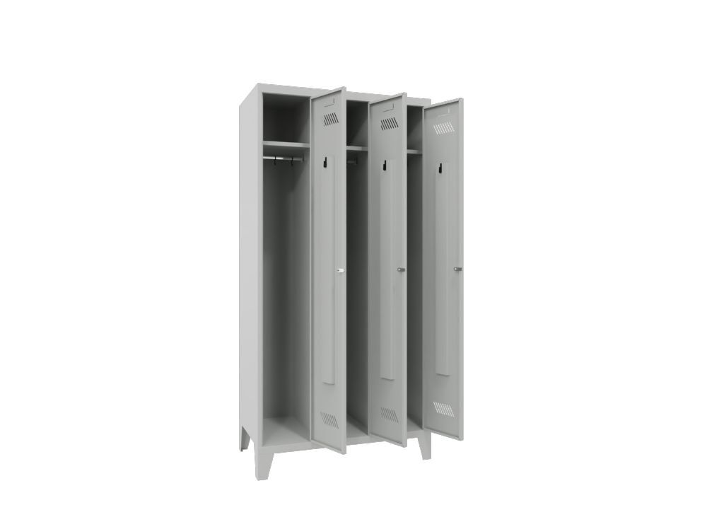 Produktbild PAVOY Garderobenschrank mit Füßen 1850x900x500 mm 3 Abteile RAL 7035
