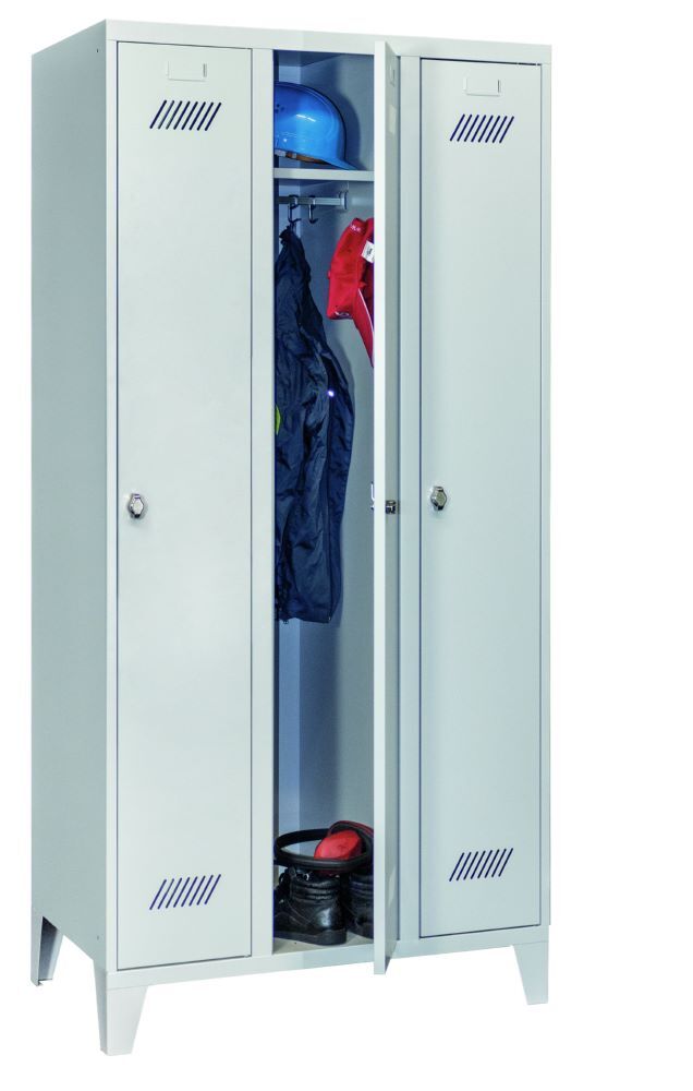 Produktbild Garderobenschrank mit Füßen, 1850x900x500 mm, 3 Abteile, RAL 7035 bild 3