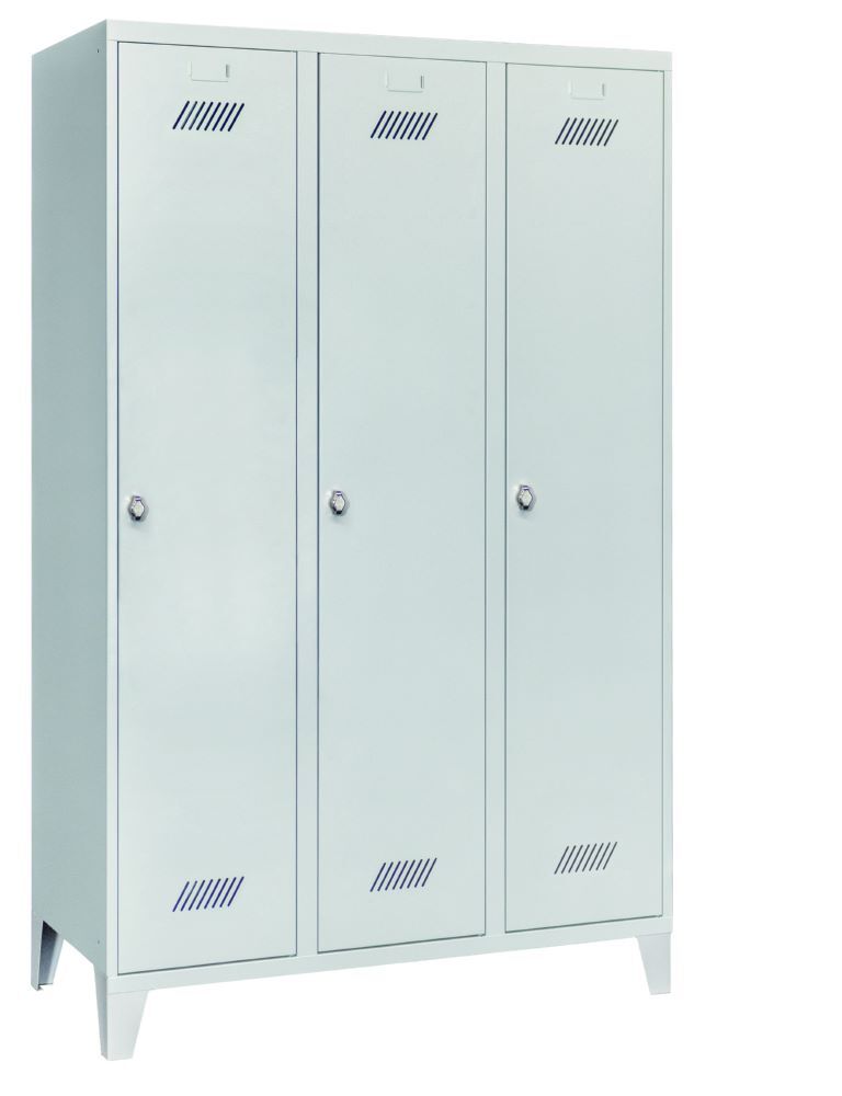 Produktbild Garderobenschrank mit Füßen, 1850x1200x500 mm, 3 Abteile, RAL 7035 bild 2