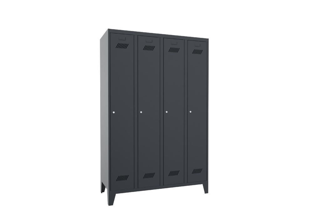 Produktbild PAVOY Garderobenschrank mit Füßen 1850x1200x500 mm 4 Abteile RAL 7016