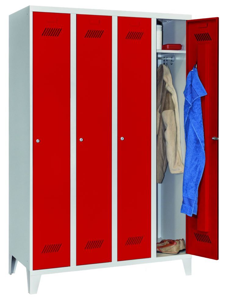 Produktbild PAVOY Garderobenschrank mit Füßen 1850x1200x500 mm 4 Abteile RAL 7035/3000