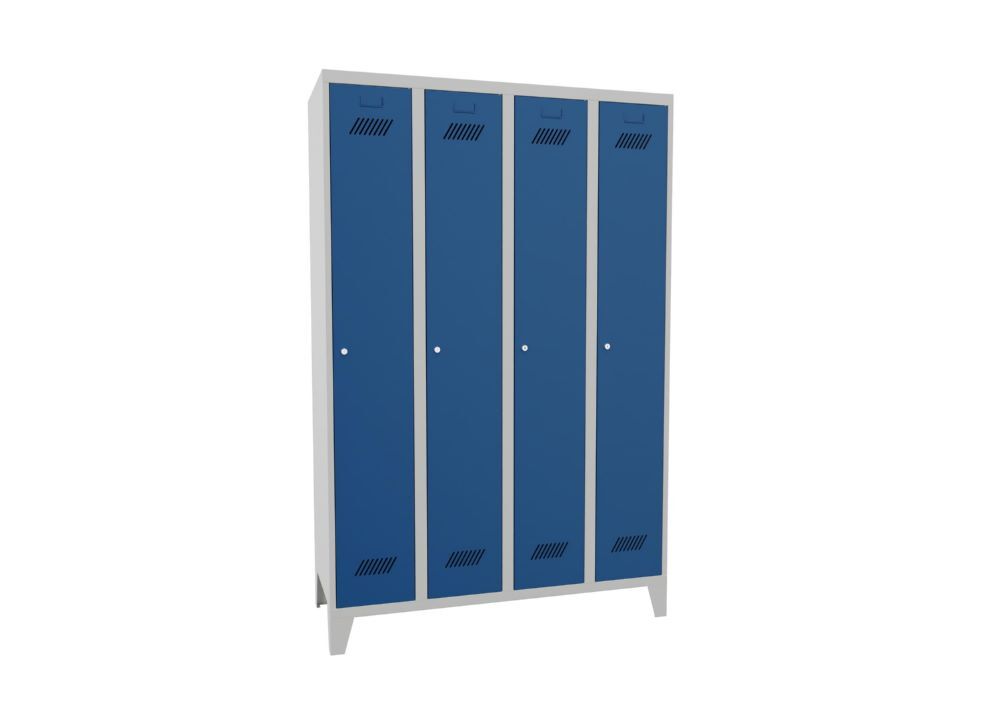 Produktbild Garderobenschrank mit Füßen, 1850x1200x500 mm, 4 Abteile, RAL 7035/5010 bild 2