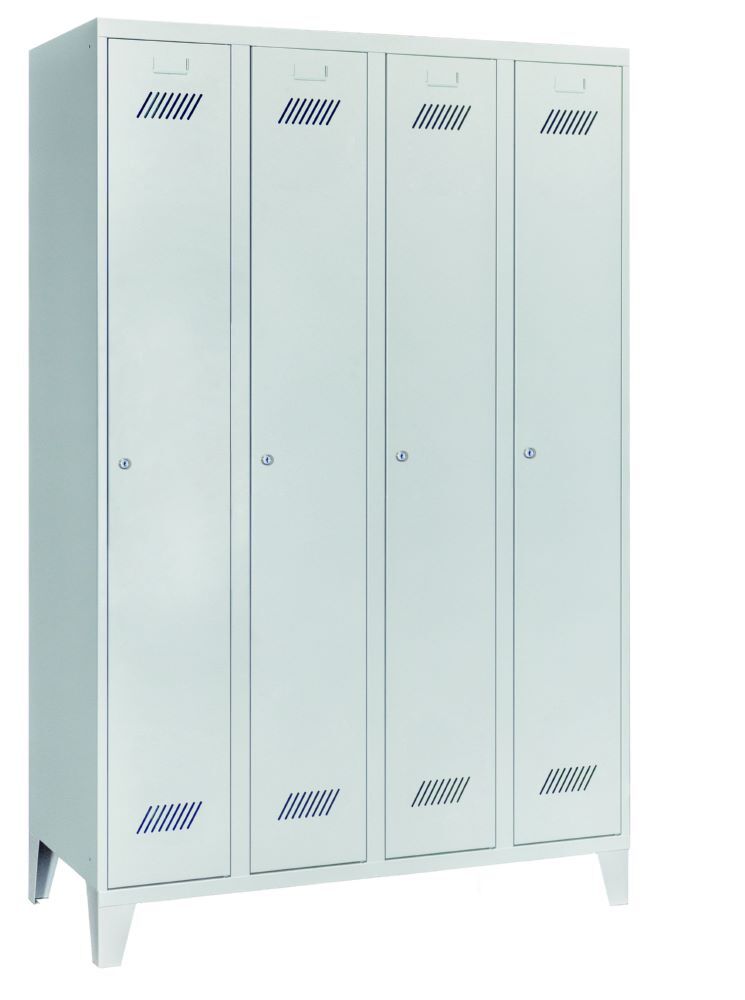 Produktbild Garderobenschrank mit Füßen, 1850x1200x500 mm, 4 Abteile, RAL 7035 bild 2