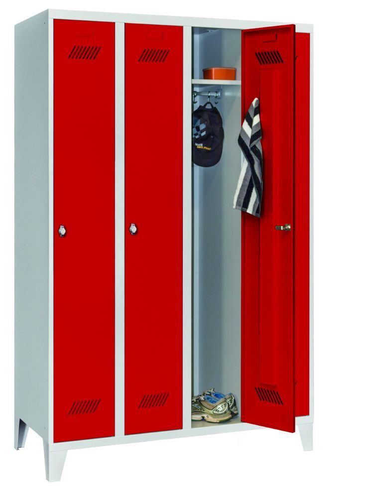 Produktbild PAVOY Garderobenschrank mit Füßen 1850x1200x500 mm 4 Abteile RAL 7035/3000