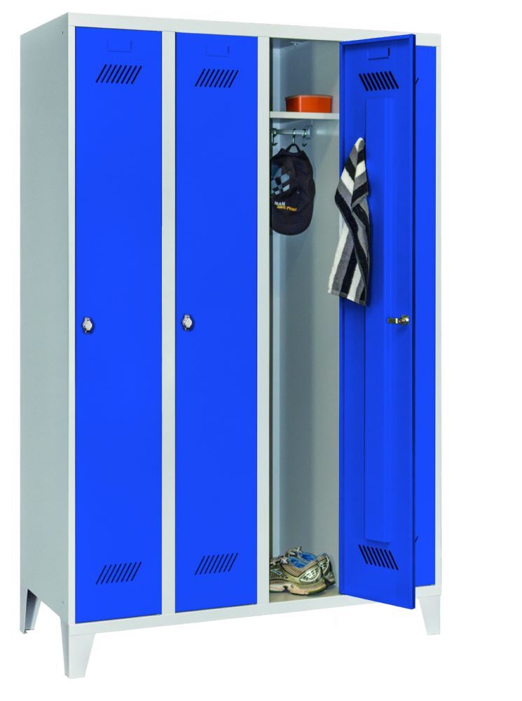 Produktbild PAVOY Garderobenschrank mit Füßen 1850x1200x500 mm 4 Abteile RAL 7035/5010
