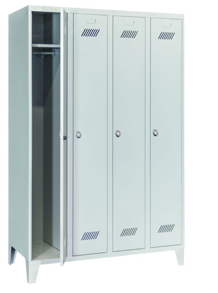 Produktbild PAVOY Garderobenschrank mit Füßen 1850x1200x500 mm 4 Abteile RAL 7035