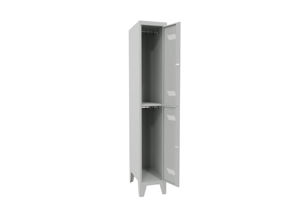 Produktbild Garderobenschrank mit Füßen, 1850x300x500 mm, 2 Fächer, RAL 7035 bild 2