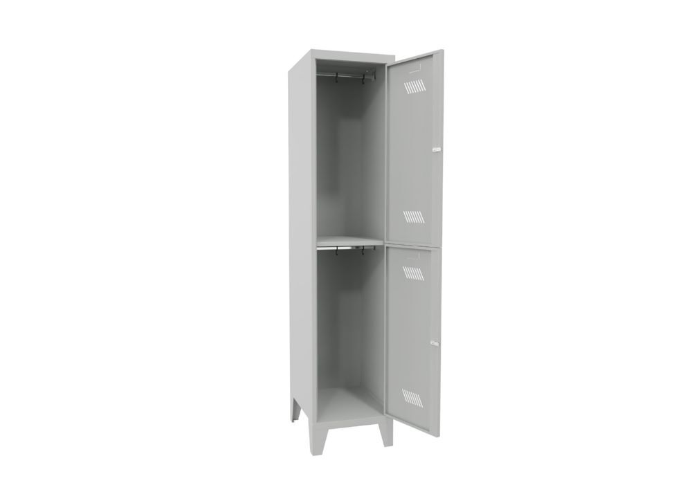 Produktbild Garderobenschrank mit Füßen, 1850x400x500 mm, 2 Fächer, RAL 7035 bild 2