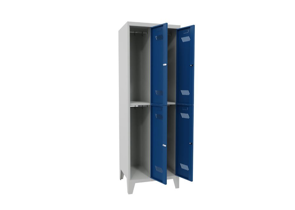 Produktbild Garderobenschrank mit Füßen, 1850x600x500 mm, 4 Fächer, RAL 7035/5010 bild 2