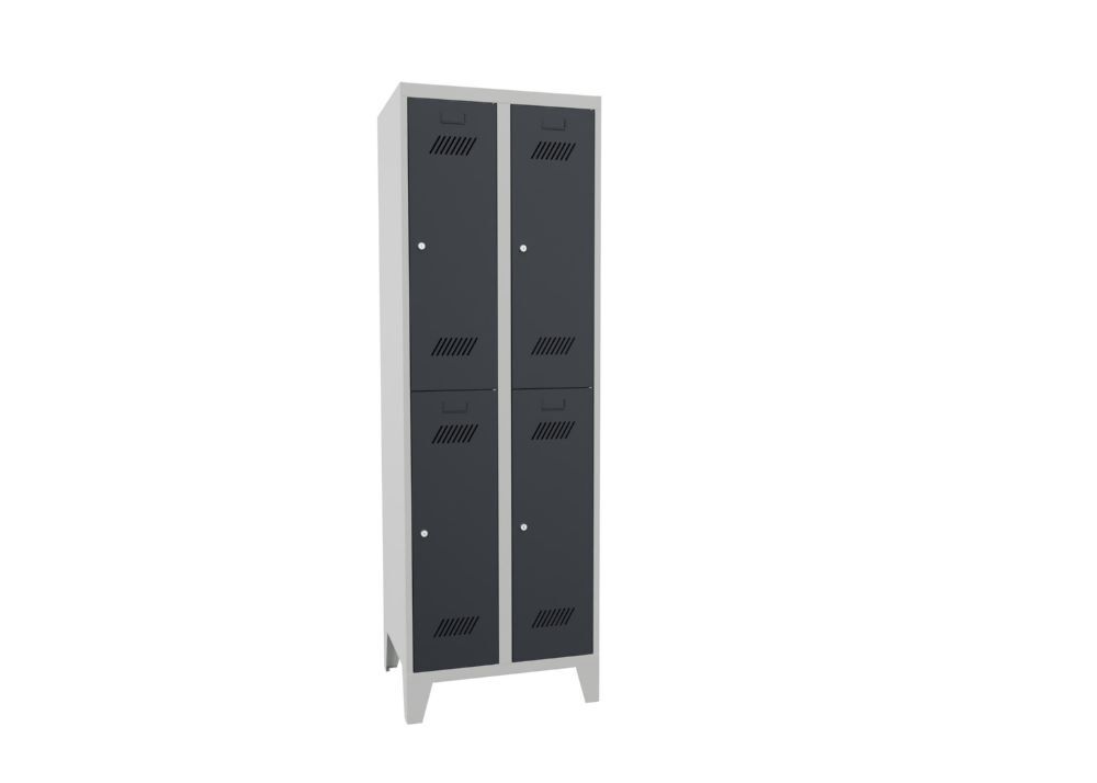 Produktbild PAVOY Garderobenschrank mit Füßen 1850x600x500 mm 4 Fächer RAL 7035/7016