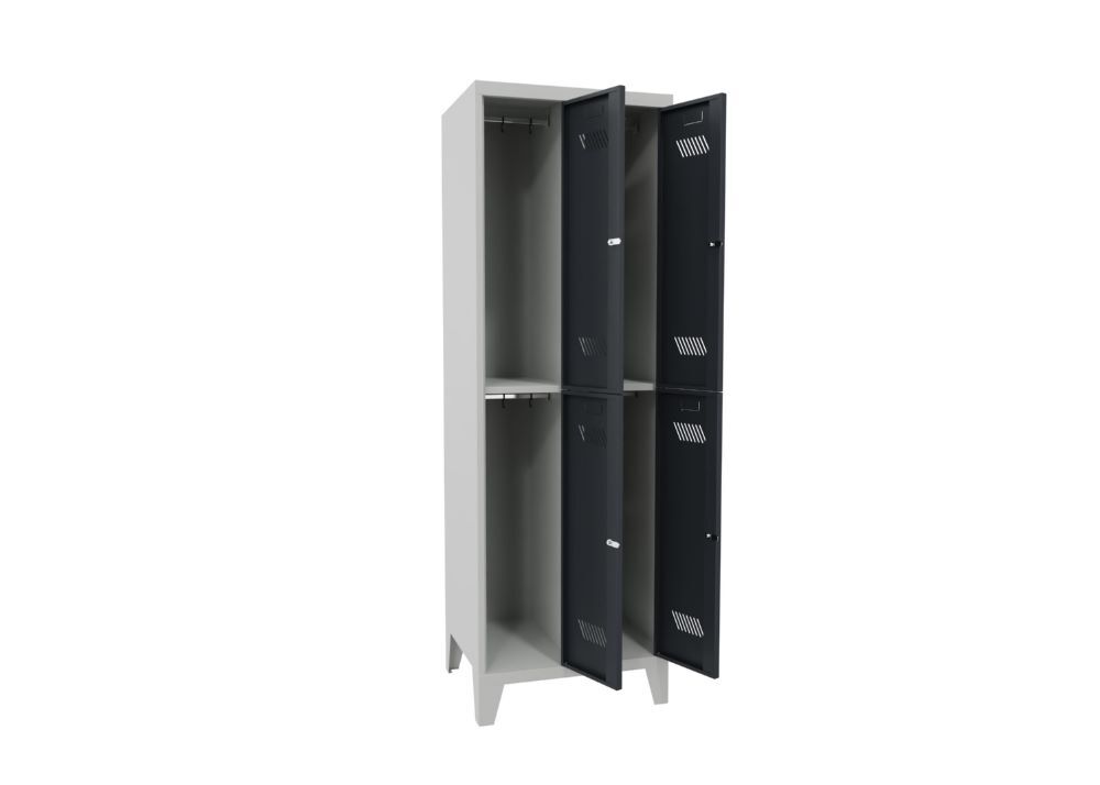 Produktbild Garderobenschrank mit Füßen, 1850x600x500 mm, 4 Fächer, RAL 7035/7016 bild 2