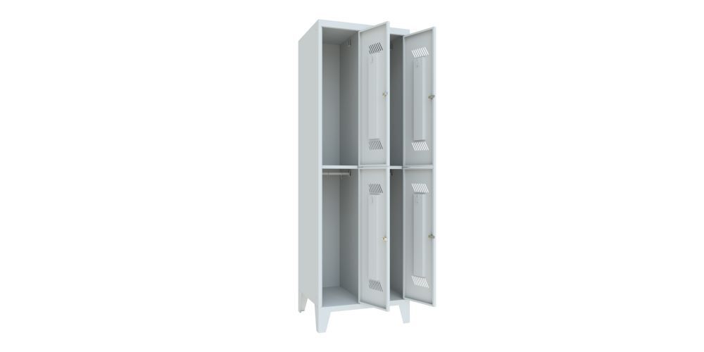 Produktbild Garderobenschrank mit Füßen, 1850x600x500 mm, 4 Fächer, RAL 7035 bild 2