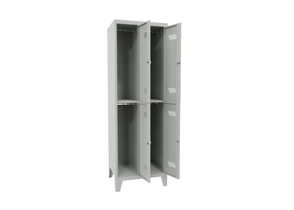 Produktbild Garderobenschrank mit Füßen, 1850x600x500 mm, 4 Fächer, RAL 7035 bild 2