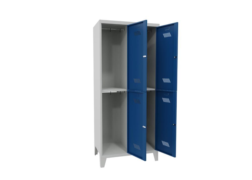 Produktbild Garderobenschrank mit Füßen, 1850x800x500 mm, 4 Fächer, RAL 7035/5010 bild 2